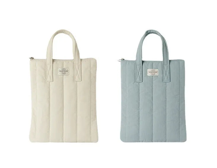 Personalised polyester laptop briefcase in black, shown next to matcha and sky blue colour options.