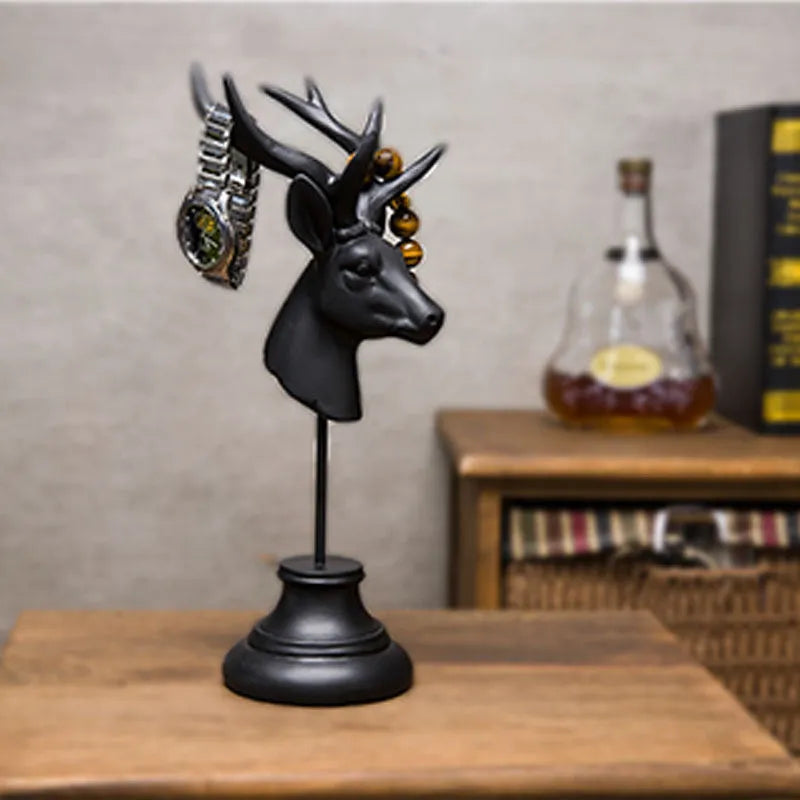 32cm tall natural resin animal sculpture home decoration in black, white, or wood colour options