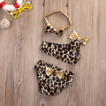 Kids baby girls leopard print one shoulder swimsuit in cotton blend, sizes 60-120