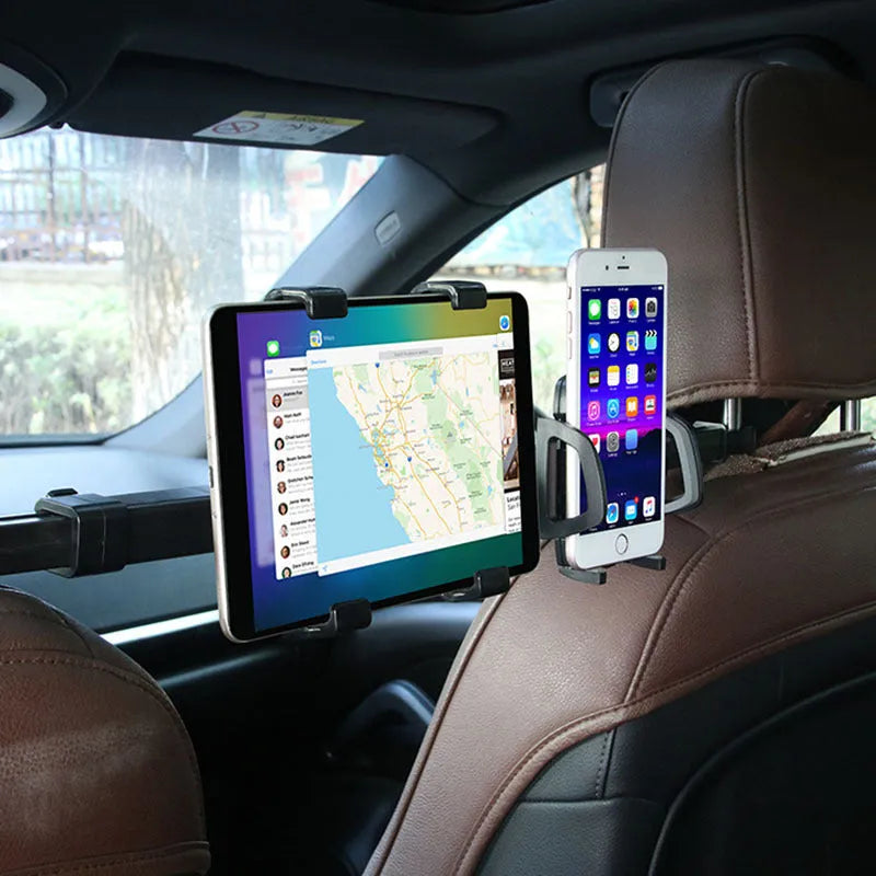 Tablet PC Car Back Seat Bracket in black, 360-degree rotation, universal fit 4-10 inch