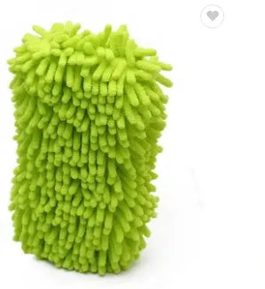 Silver green chenille car wash sponge measuring 14 by 25 centimetres