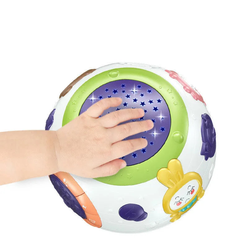 White starry sky night light projector for children with control buttons on top
