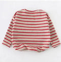 Girls striped long sleeve cotton T-shirt in black or red colours