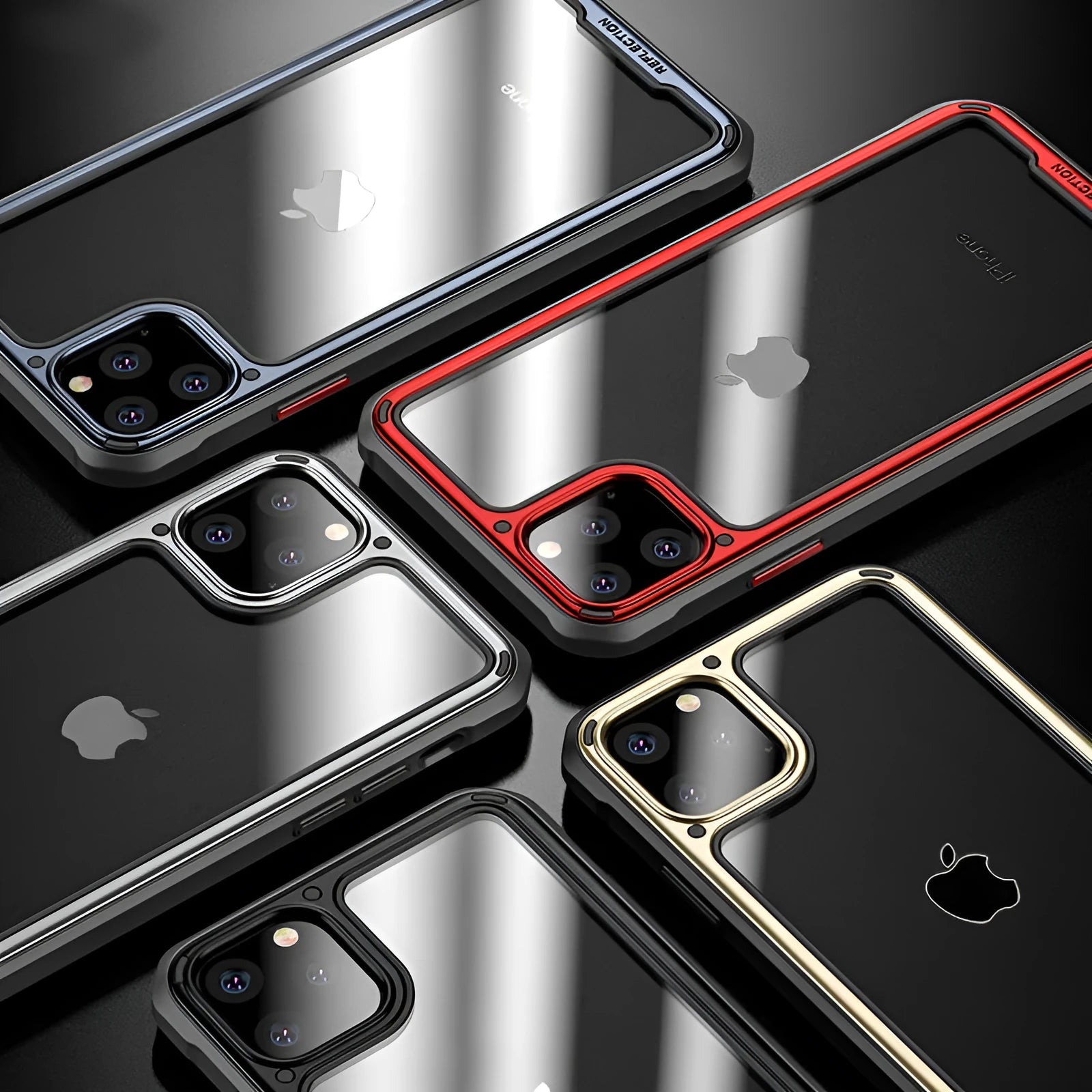 Transparent silicone phone case for iPhone 11 series in six colour options