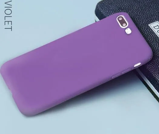Frosted matte soft shell phone case for iPhone, shown in one of eight available colours.