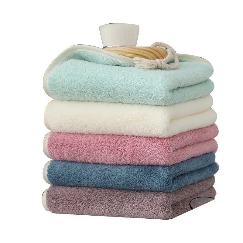30x60cm coral fleece face towel in thickened high density weave with edging, available in nine colours