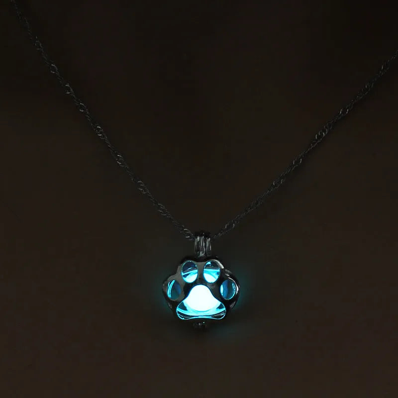 Animal night light necklace with small drop light on 45 cm chain, colour options blue, light blue, yellow blue