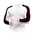 Men's contrast slim bottom sports casual sweater in cotton blend, available in multiple colours including white and navy blue
