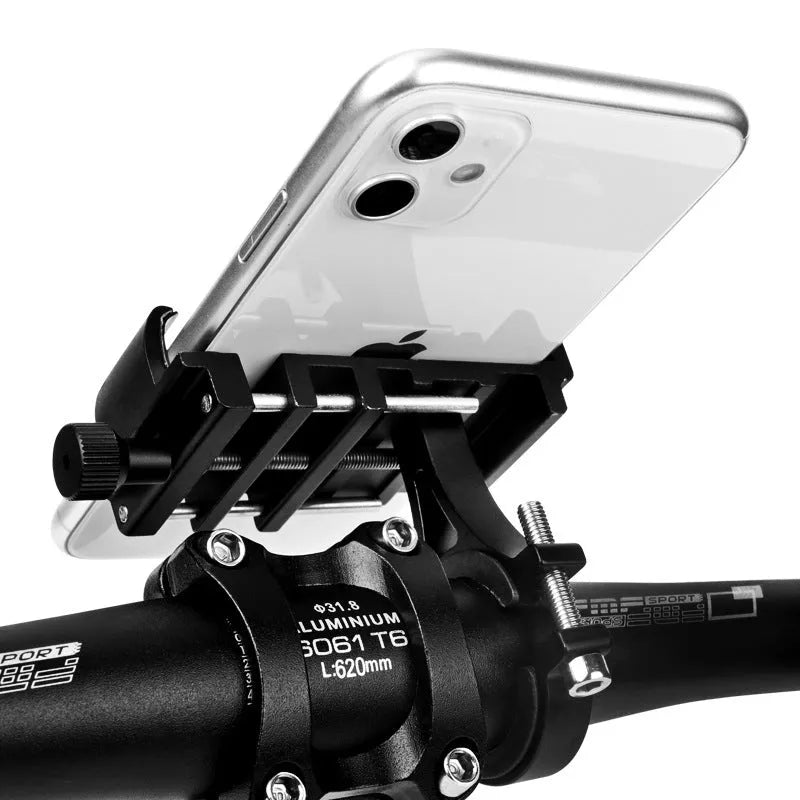 Aluminium shockproof fixed mobile phone holder for outdoor cycling in black