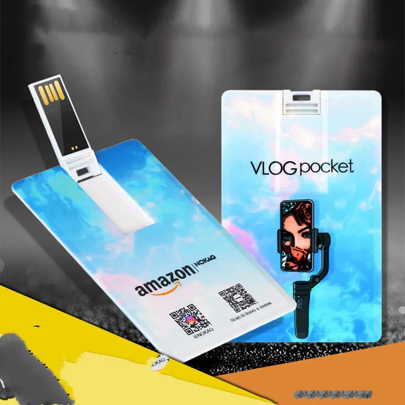 Custom logo printed plastic business card USB 2.0 flash drive in black