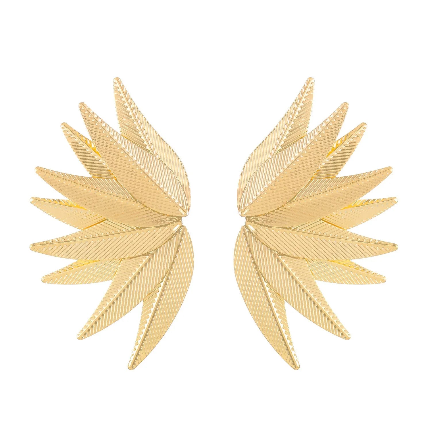 Gold and white alloy patch earrings with leaves shape design