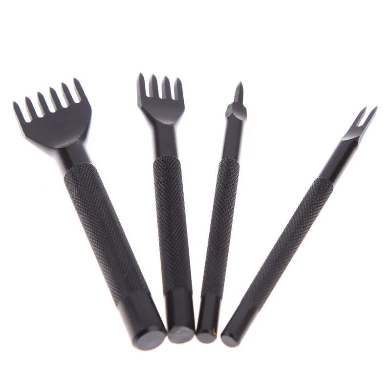 Black DIY leather punch tool with diamond teeth, 3mm pitch, 166g weight, PP bag packaging