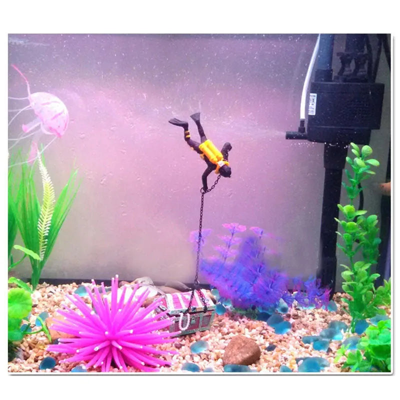 Large plastic aquarium landscaping decoration cave in green for fish tank