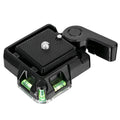 Black quick release tripod mount adapter with metal plate and base for cameras and iPhones