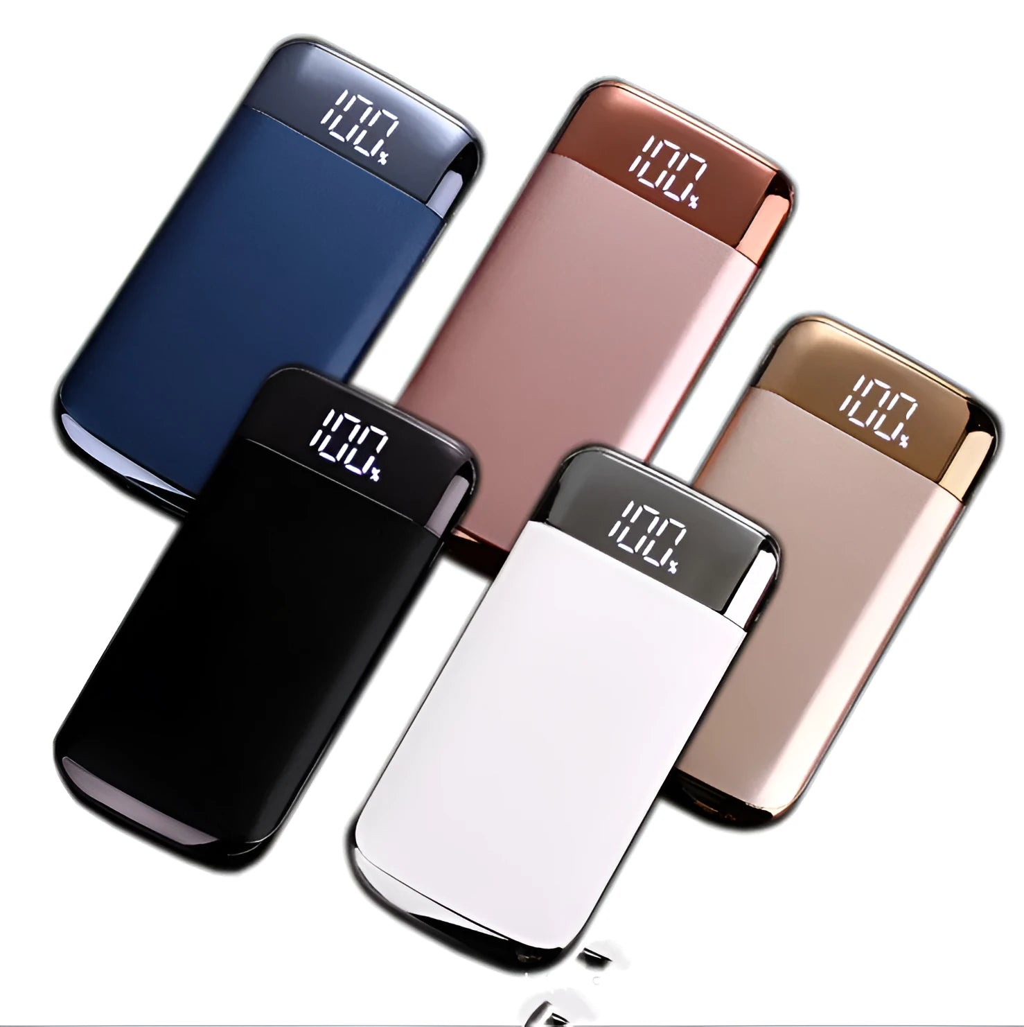 Alloy shell power bank with display and multi USB ports in black