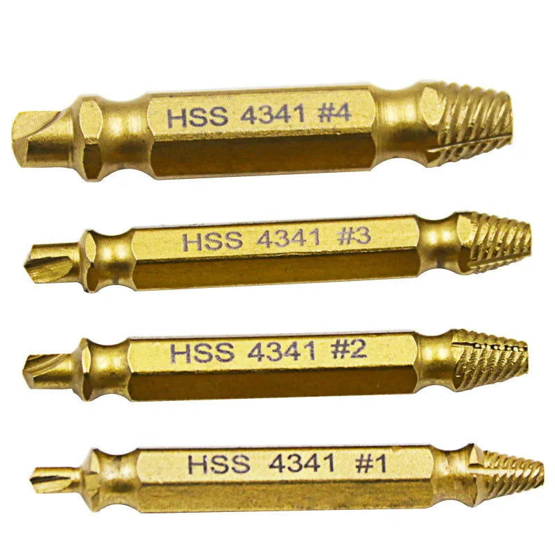 4341 high-speed steel screw extractor set for removing damaged screws