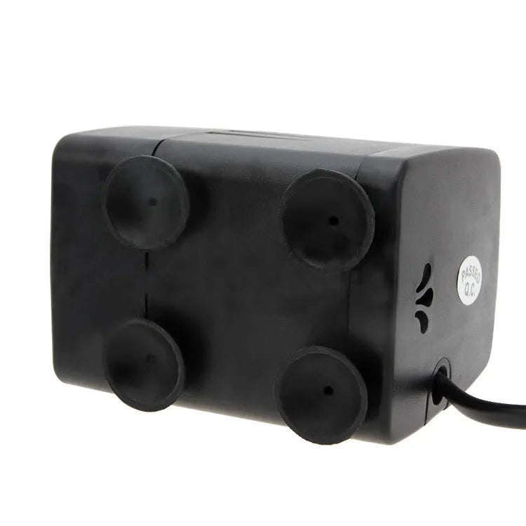 Black submersible aquarium pump for water circulation and rockery landscaping