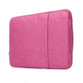 Simple grey canvas notebook sleeve case for a 12.9-inch tablet, showing padded interior.