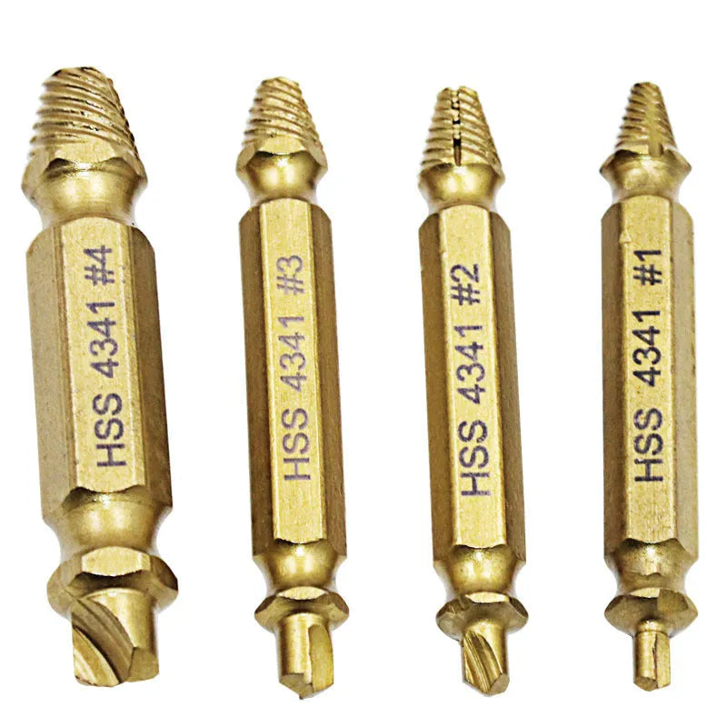 4341 high-speed steel screw extractor set for removing damaged screws