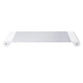 Aluminium computer monitor stand with 4 USB charging ports and keyboard storage space underneath