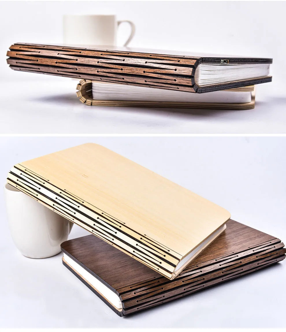 LED folding book light with wooden cover, USB rechargeable, 215 x 165 x 30mm, walnut or white maple