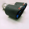 Carbon fibre double outlet blue mouth universal modified exhaust pipe tail throat 180mm x 260mm black finish
