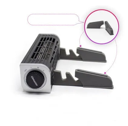 Black notebook cooling pad with turbo fan and adjustable front support leg for laptop ergonomics and cooling.