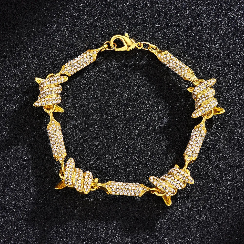 Cuban chain bracelet or necklace in gold or silver alloy with 3D solid pave links, 8 inch bracelet and 18-24 inch necklace lengths
