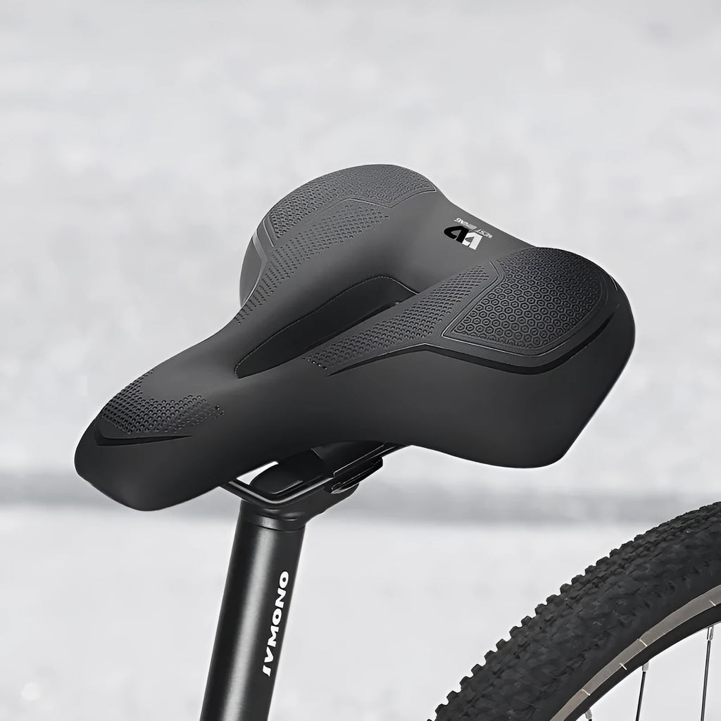 Bicycle saddle cushion with high elastic sponge foam in black and colourful sporty casual designs