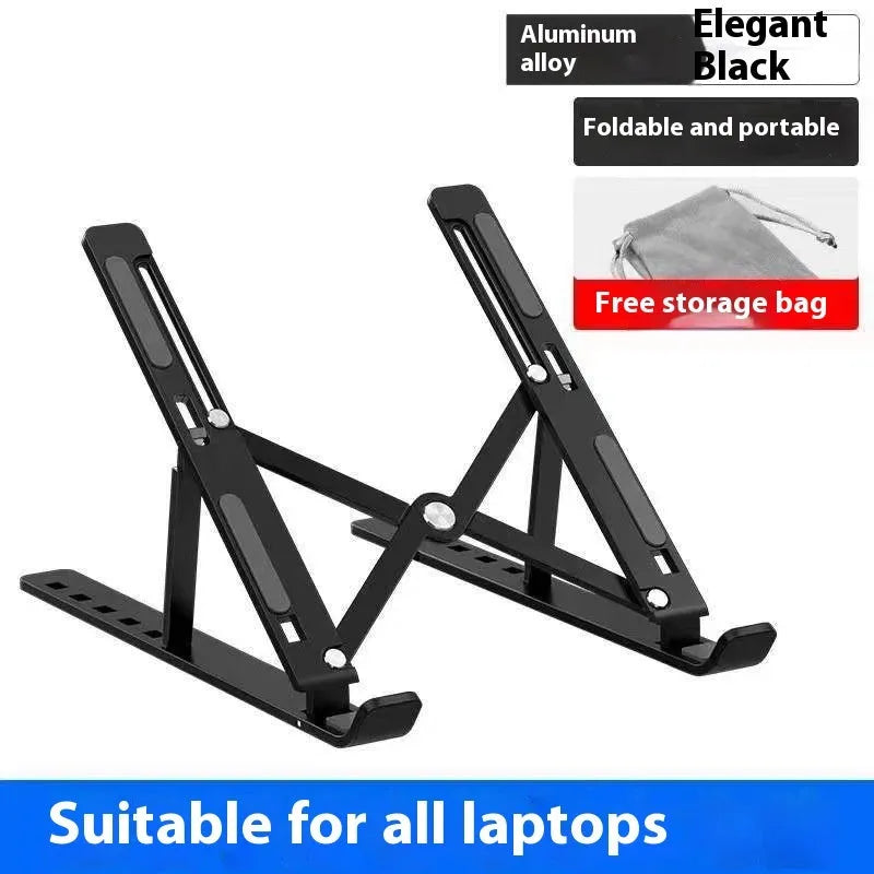 Silver aluminium laptop stand with folding legs for 16-18 inch notebooks
