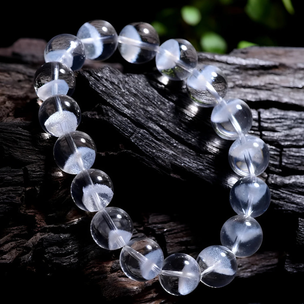 Women's white crystal pyramid bracelet with Ruyi design elements and grinding texture