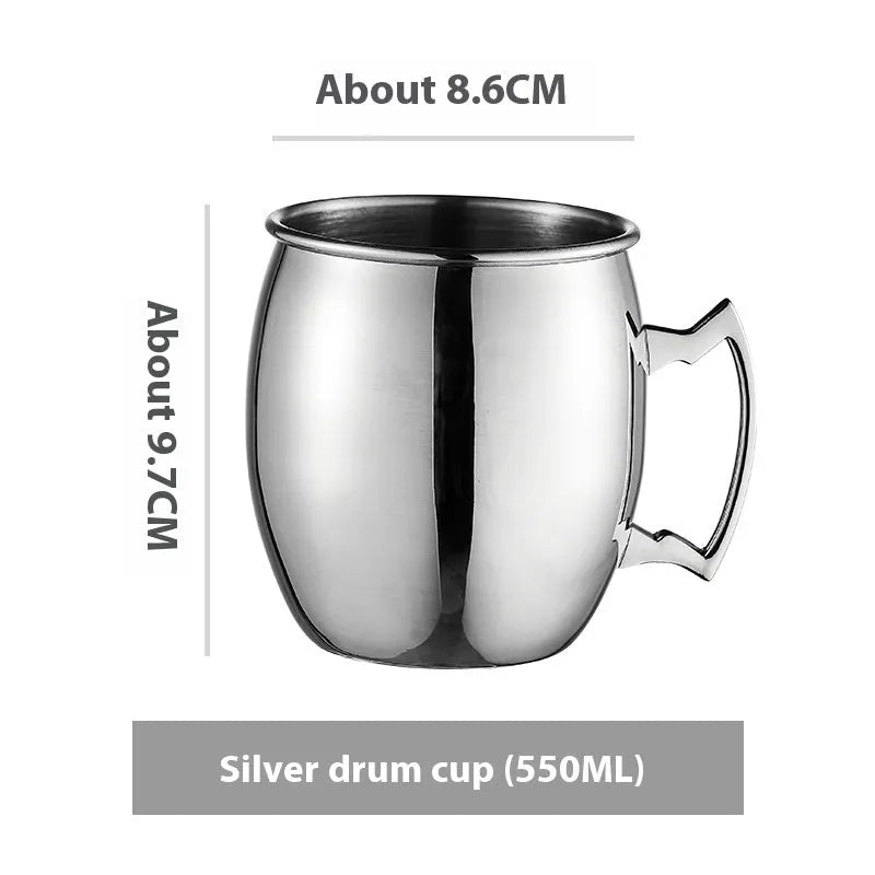 Stainless steel Moscow Mule cup with copper plated glass finish in multiple colours and capacities
