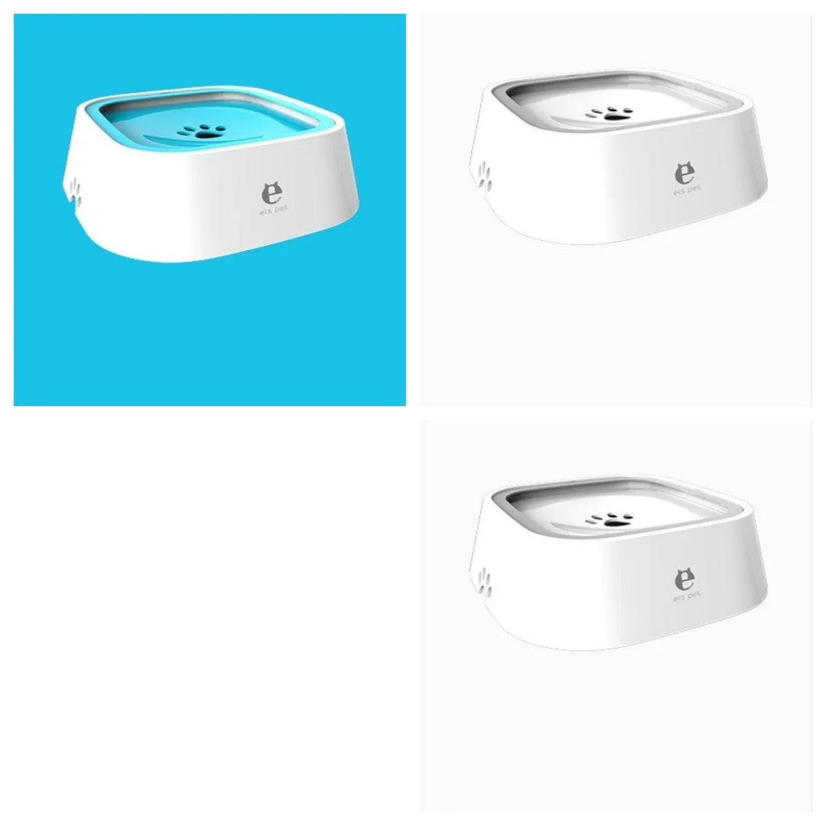 1.5L grey anti-overflow floating water bowl for cats and dogs with non-slip base
