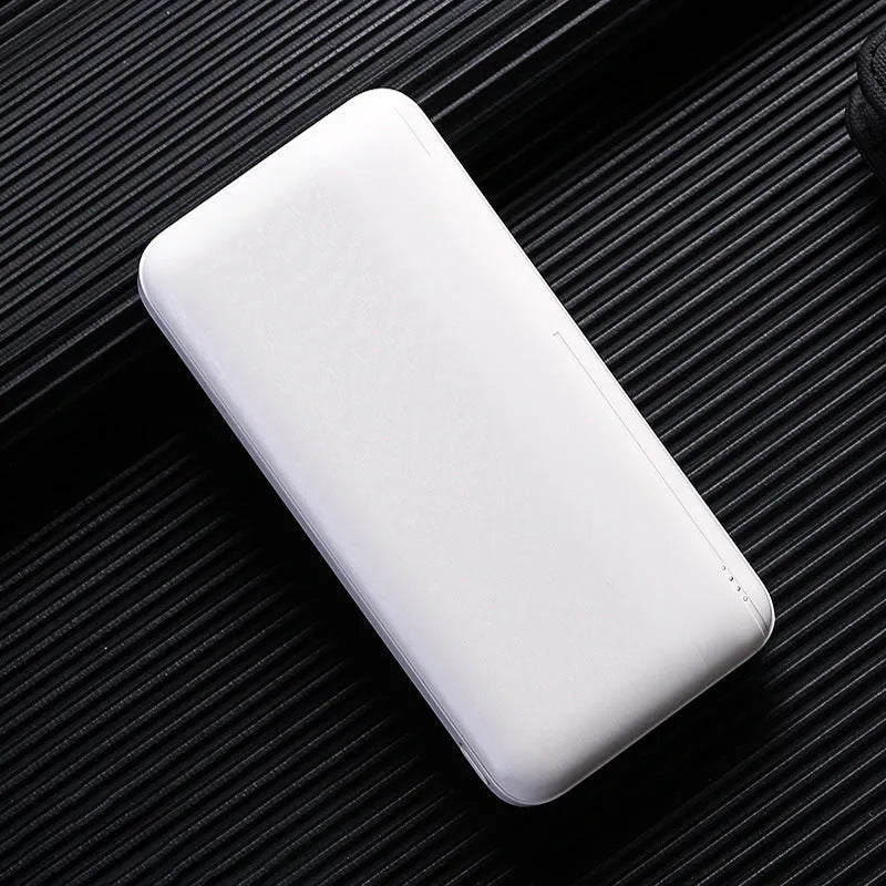 Ultra-thin plastic power bank with light display screen in black, 138 x 68 x 28mm