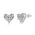 925 silver heart-shaped stud earrings with zircon in platinum pink diamond finish