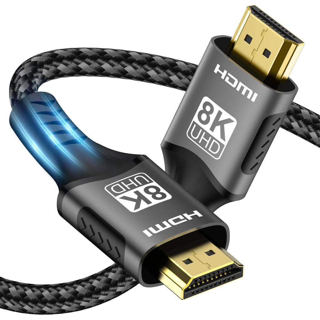 FDBRO HDMI 2.0 knitted belt cable with gold-plated connectors in 1m length on a white background
