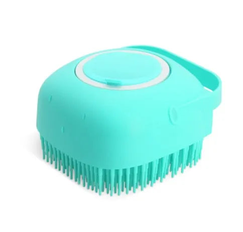 Silicone shower brush for back in blue with soft bristles for gentle massage and exfoliation during bathing
