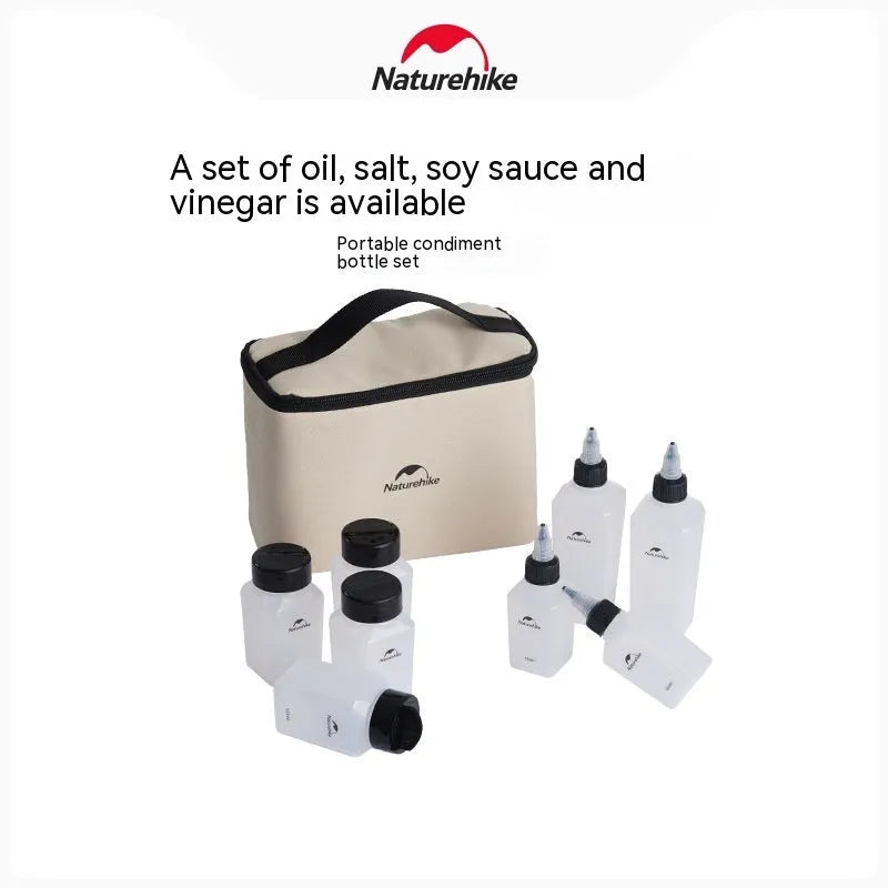 Naturehike six-piece PP plastic seasoning bottle set for outdoor cooking and travel meals