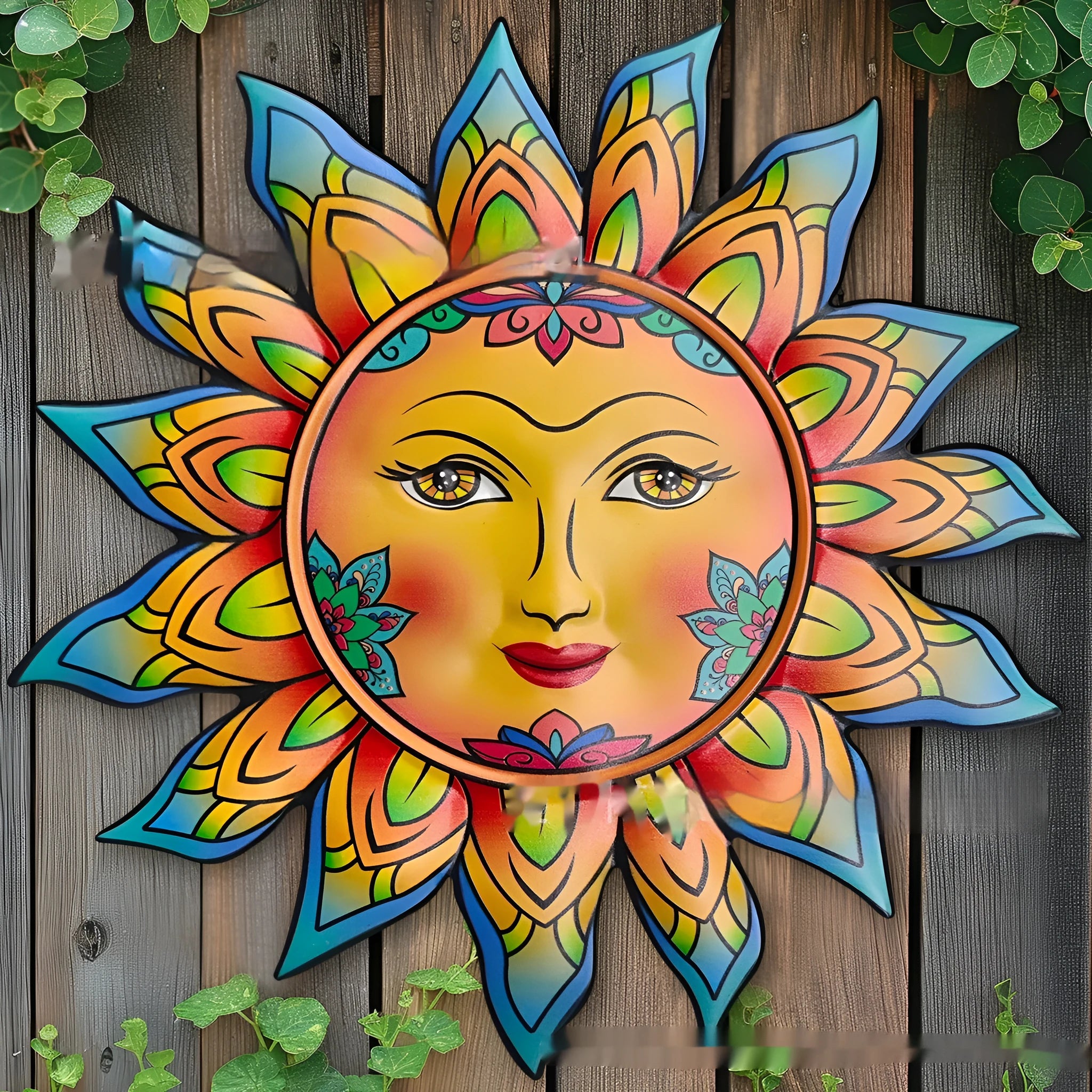 Iron sun face decorative wall hanging metal craft for indoor living room