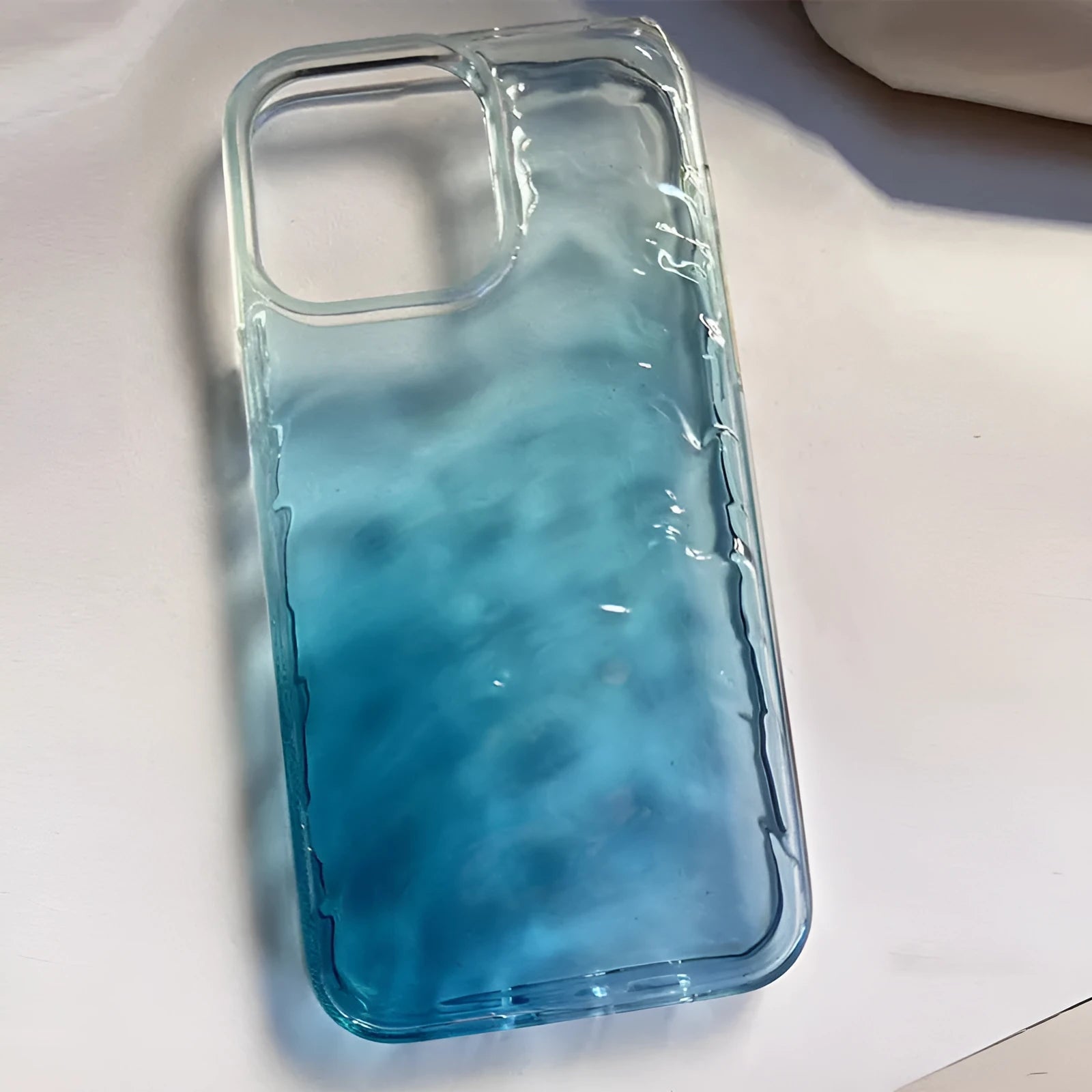 Faded blue water pattern silicone phone case for iPhone shockproof anti-drop