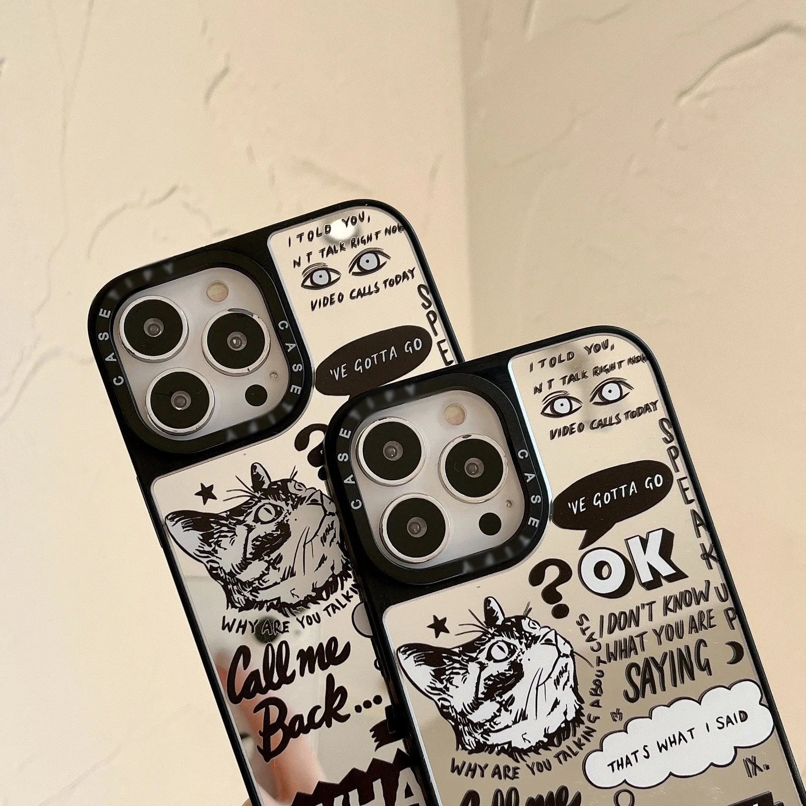 English graffiti cat painted TPU full wrap phone case for iPhone, cat colour