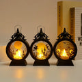 Halloween retro candle portable storm lantern with hook, LED light in pumpkin colour, 9.5x15cm size
