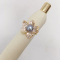 5A freshwater pearl ring with 18K real gold plated frosted flower design and adjustable open band in white or grey