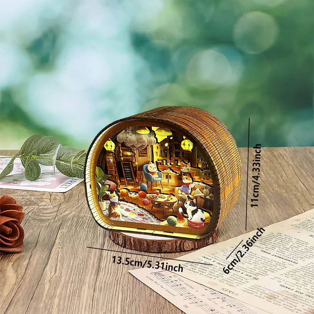 3D wooden carved night light bedside ornament in American style with carved detail