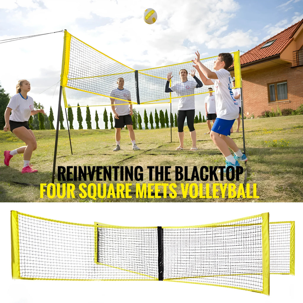PE four sides standard volleyball net, black, 100x30cm or 150x50cm, for indoor outdoor beach use
