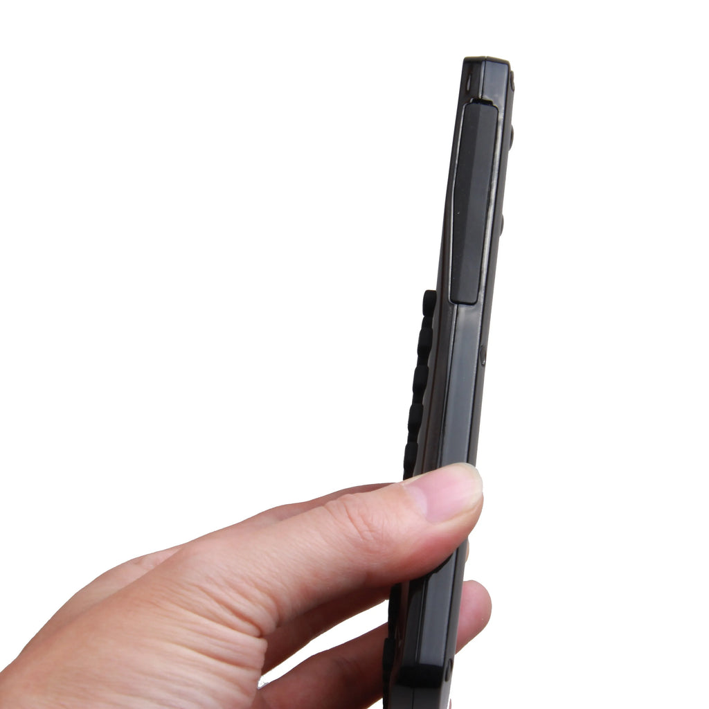 Black multifunctional e-book reader with 2.8cm screen showing multilingual interface and adjustable wrist strap