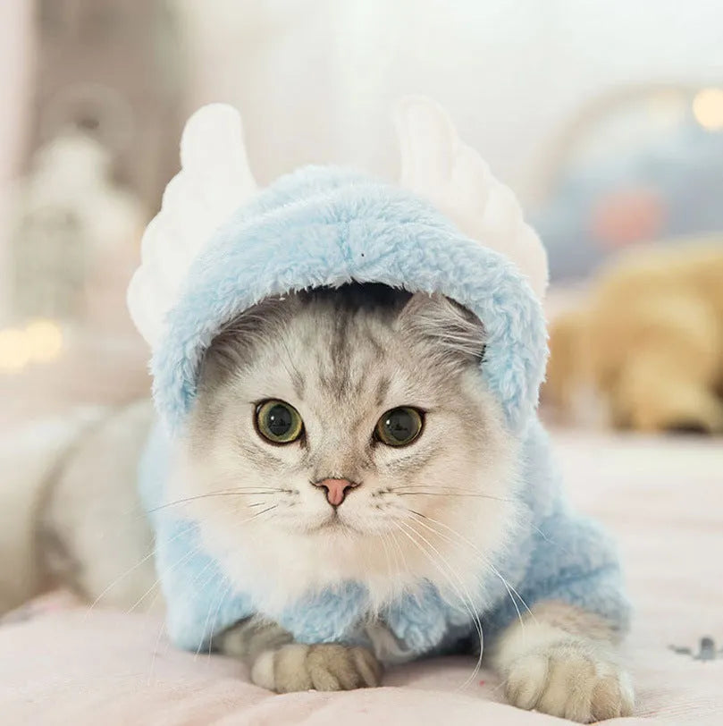 Cat clothes in cute pink rabbit design for kittens, soft cotton fabric, available in multiple sizes