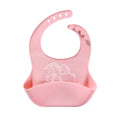 Baby food bib made of food-grade silicone in solid colour with White Elephant design, waterproof for ages 1-6