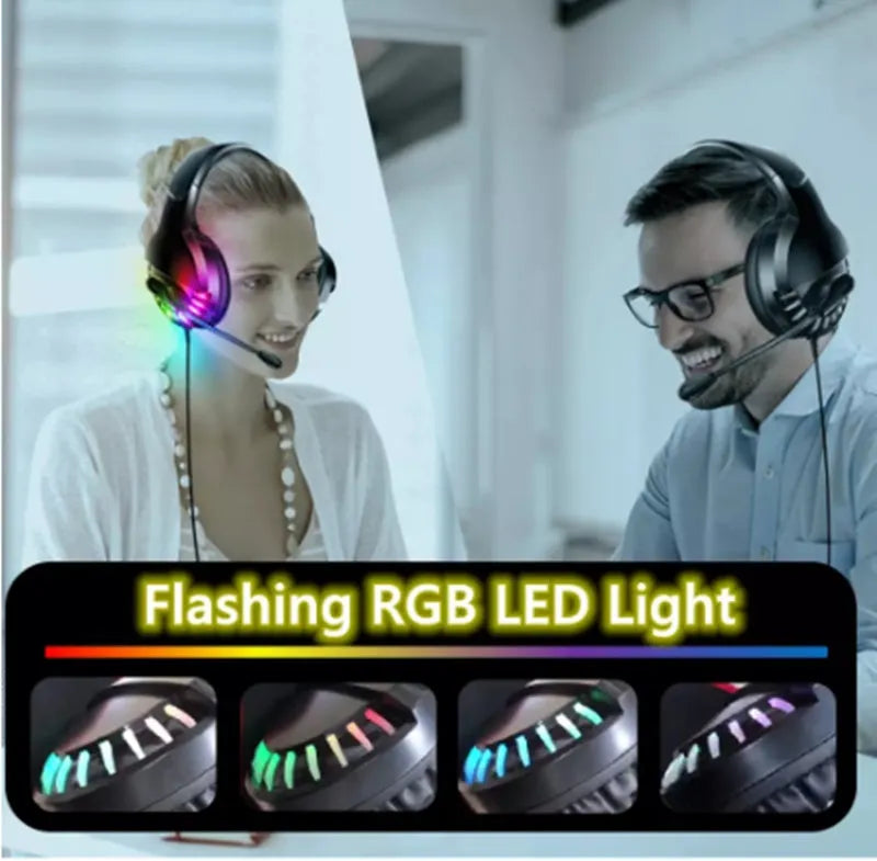 Black wired gaming headset with microphone, sound control, and foldable ear cups