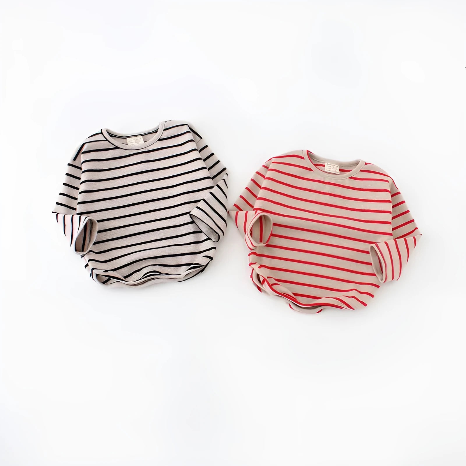 Girls striped long sleeve cotton T-shirt in black or red colours